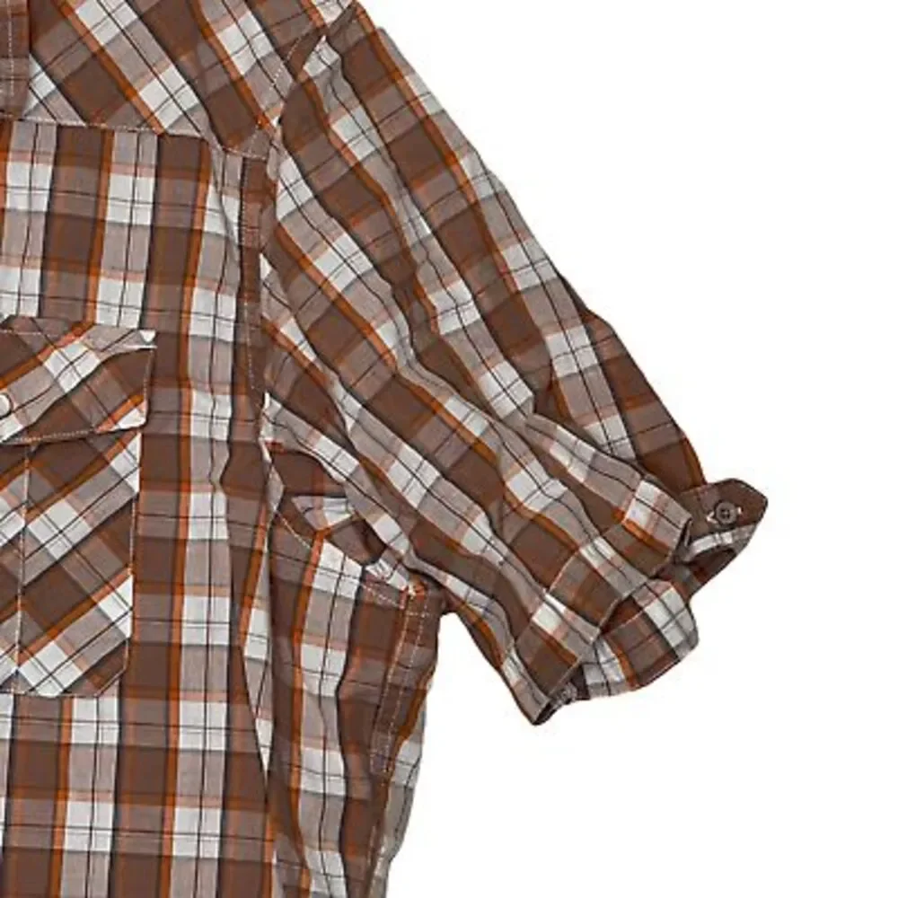Levi's Mens Western Pearl Snap Shirt Size XL Brown Plaid SS 100% Cotton‎